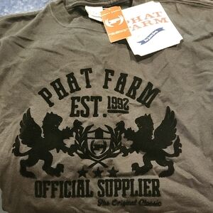 Phat Farm Men's Charcoal Tee with Black Graphic